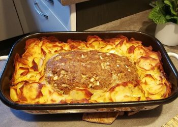 Hackbraten auf Kartoffelgratin