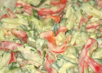 Paprika Gurken Salat mit Joghurt Senf Dressing