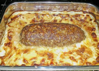 Hackbraten mit Kartoffeln in Sahne