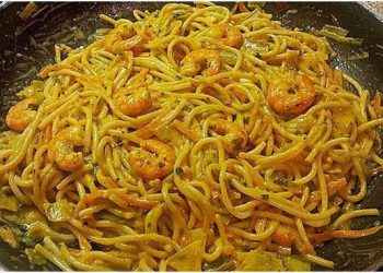 Spaghetti mit scharfer Garnelen – Sahne – Soße