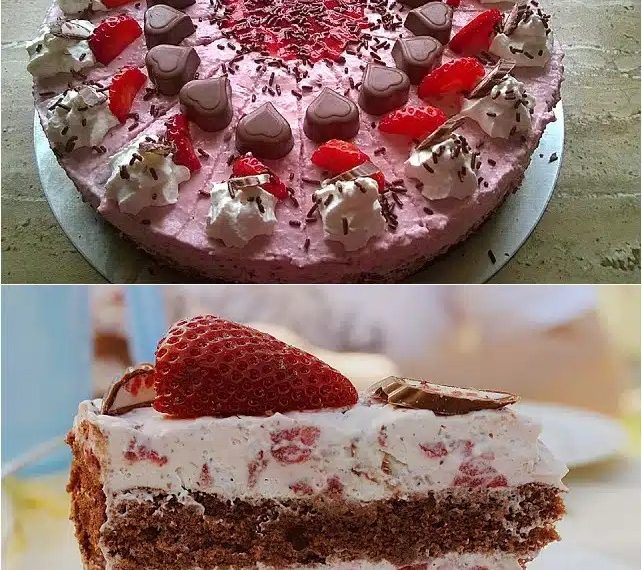 Erdbeer Yogurette Torte mit Nussboden