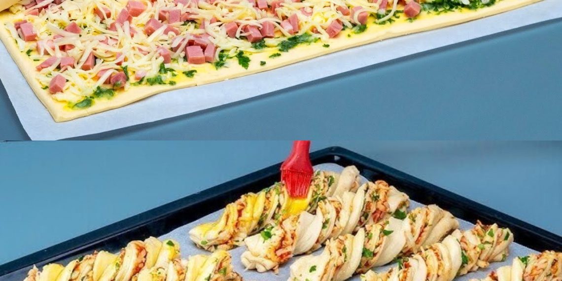 Blätterteig Stangen mit Schinken und Käse mit nur 4 Zutaten