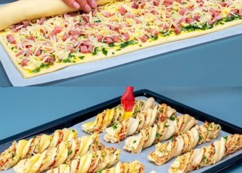 Blätterteig Stangen mit Schinken und Käse mit nur 4 Zutaten