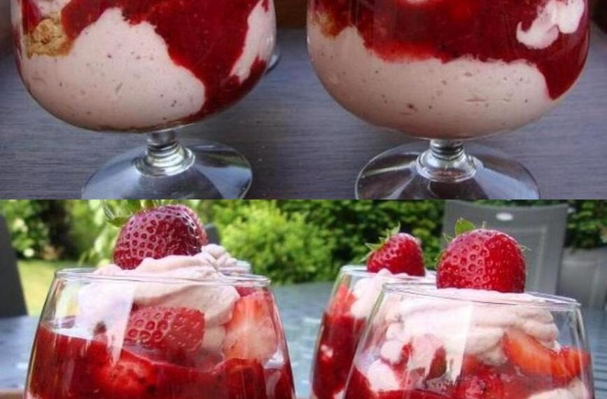 Erdbeer Quarkdessert in nur 5 Min!