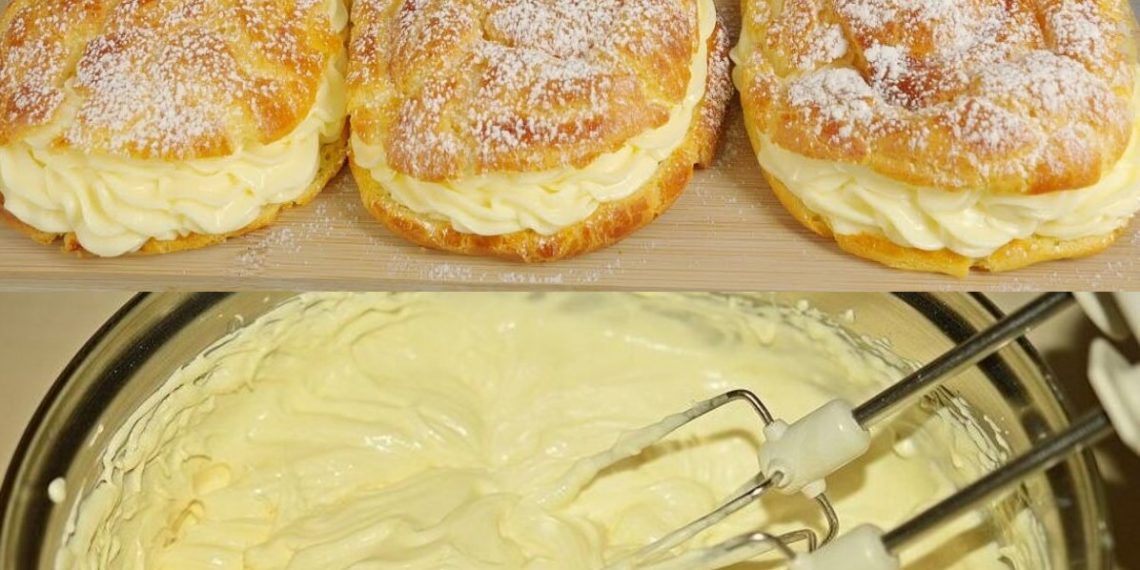 Fantastische Teilchen gefüllt mit Vanillecreme