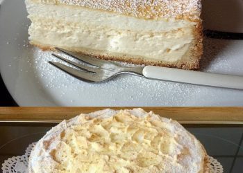 Quark Schneekuchen mit Vanillepudding