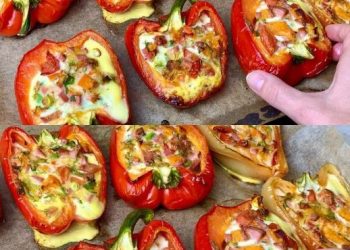 Gefüllte Paprika mit Käse aus dem Backofen