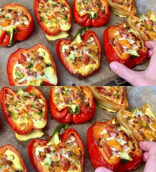 Gefüllte Paprika mit Käse aus dem Backofen