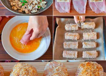 Gekochte Schinken-, Käse- und Pilzröllchen: das Rezept für das schmackhafte und sehnige Gericht