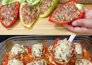 Omas Ofenpaprika gefüllt mit Hackfleisch, schmeckt wahnsinnig lecker