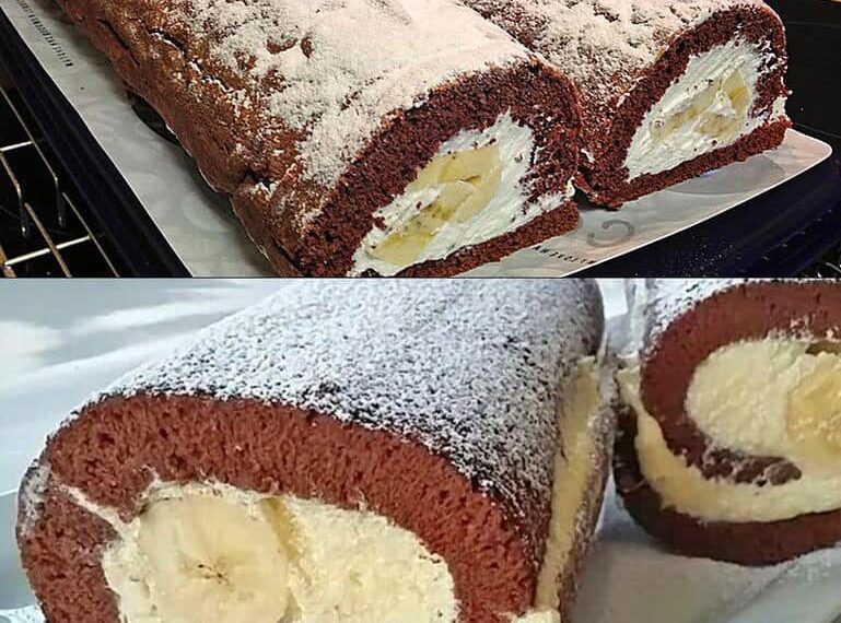 Suchtfaktor Garantiert Biskuitrolle mit Bananen, Einfach umwerfend lecker!