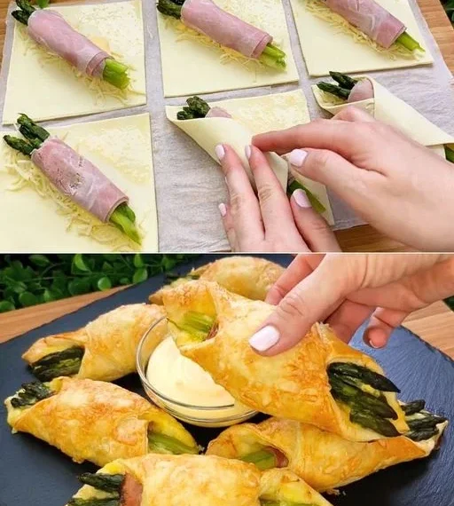 Blätterteig, Schinken, Spargel und Käse!