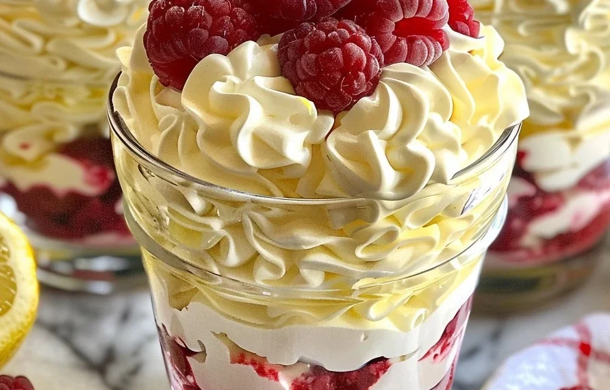 Genießen Sie dieses leichte und erfrischende Zitronen-Himbeer-Fluff – das perfekte Sommerdessert!