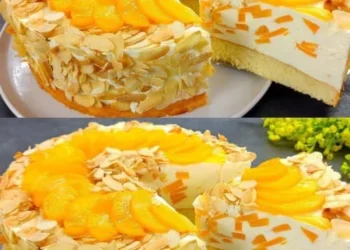 KUCHEN IN 15 MINUTEN. KUCHEN, DER AUF DER ZUNGE ZERSCHMILZT. LECKERER PFIRSICHKUCHEN.