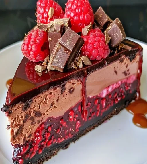 Herrlicher Schokoladen-Himbeer-Käsekuchen