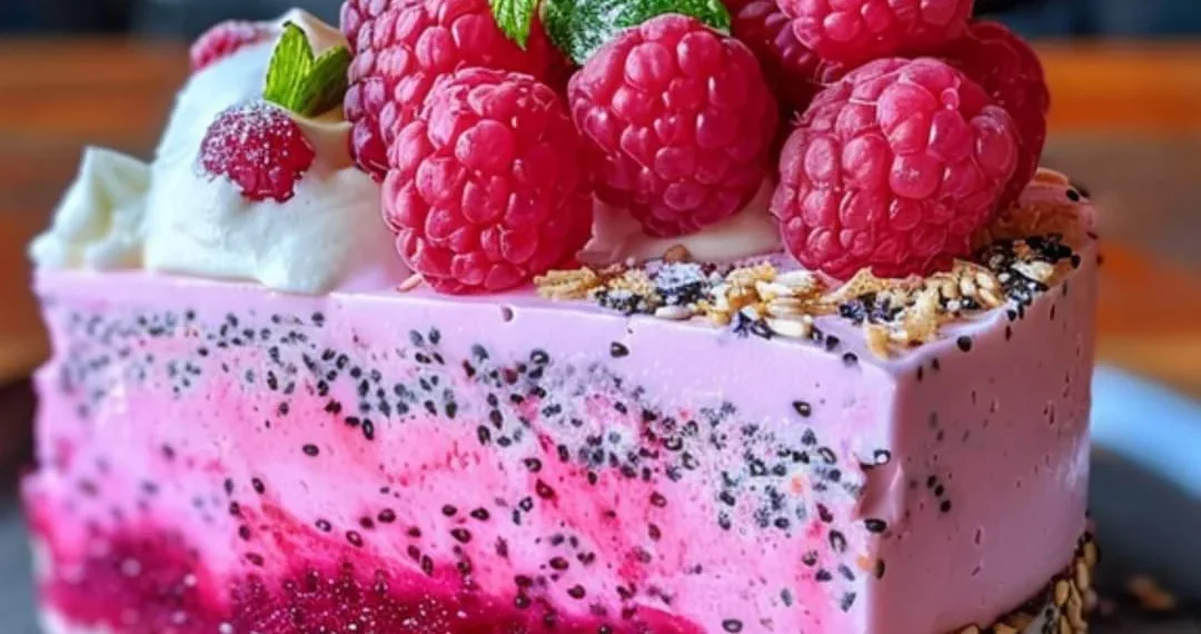 Köstlicher rosa Drachenfrucht-Schichtkuchen