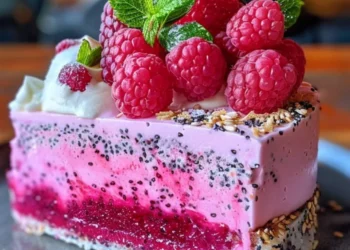 Köstlicher rosa Drachenfrucht-Schichtkuchen