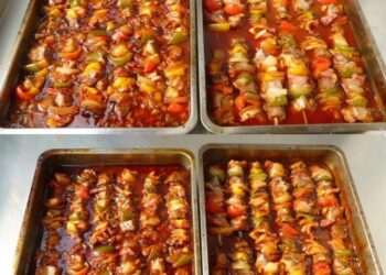 Schaschlik mit selbstgemachter Schaschliksoße