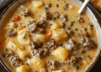 Hamburger Suppe mit 500g Hackfleisch macht lange satt, schnell zubereitet