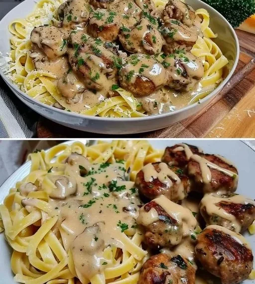 Pasta mit Pilzsauce und Fleischbällchen – einfach perfekt