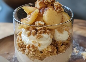 Bratapfel-Crumble auf Zimtcreme – Dessert im Glas