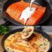 Cremiger Knoblauchlachs mit Spinat und Kirschtomaten