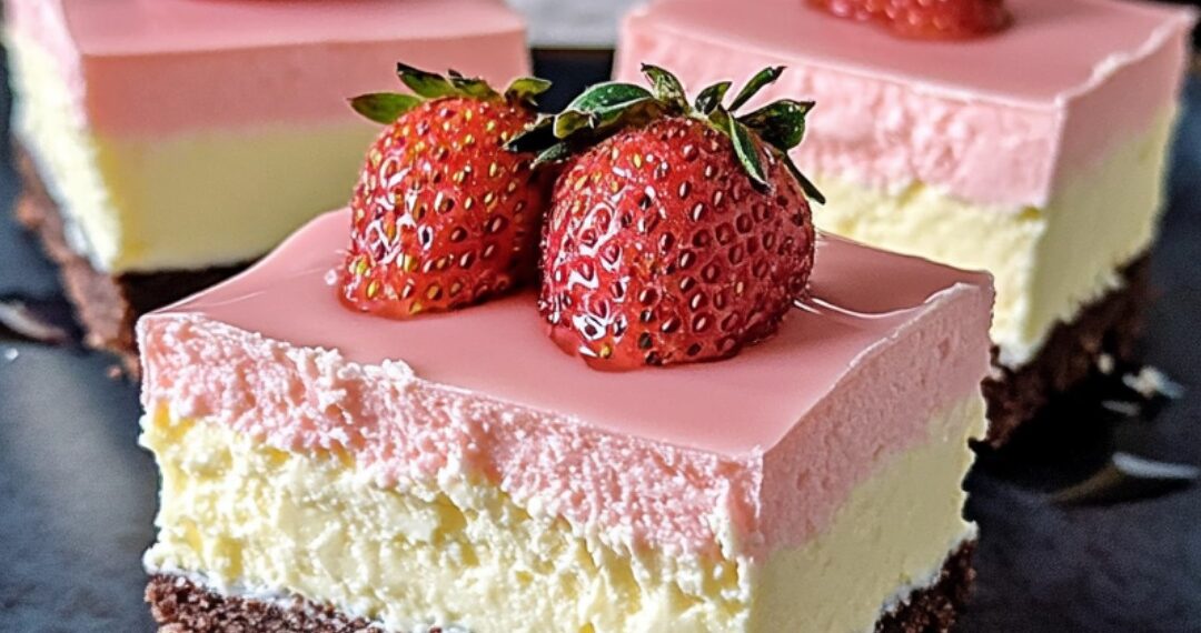 Käsekuchen mit weißer Schokolade und Erdbeermousse 🍓🍫 – Cremig & Fruchtig!