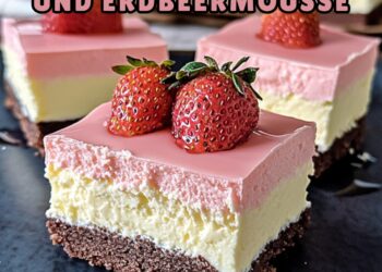 Käsekuchen mit weißer Schokolade und Erdbeermousse 🍓🍫 – Cremig & Fruchtig!