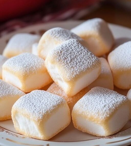 Luftige Vanille-Würfel mit Puderzucker – Ein zarter Genuss