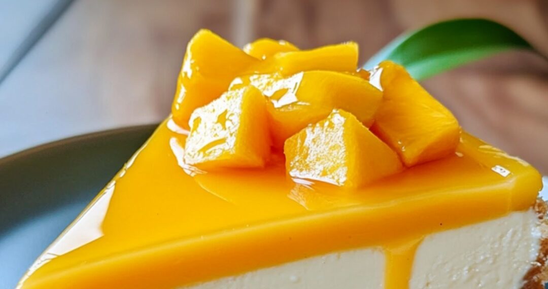 Mango-Kokos-Käsekuchen mit Passionsfruchtglasur