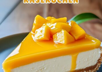 Mango-Kokos-Käsekuchen mit Passionsfruchtglasur