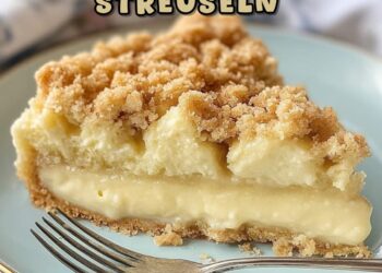 Apfel-Pudding-Kuchen mit Streuseln – Saftiger Genuss mit Knusper-Topping!