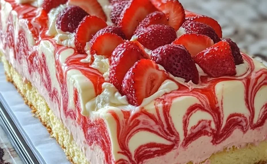 Erdbeer-Sahne-Schnitten mit Biskuitboden (Rezept)