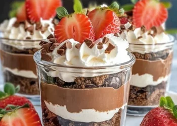 Schoko-Erdbeer-Käsekuchen im Glas