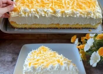 Fantakuchen mit Paradiescreme und 2 Dosen Mandarinen