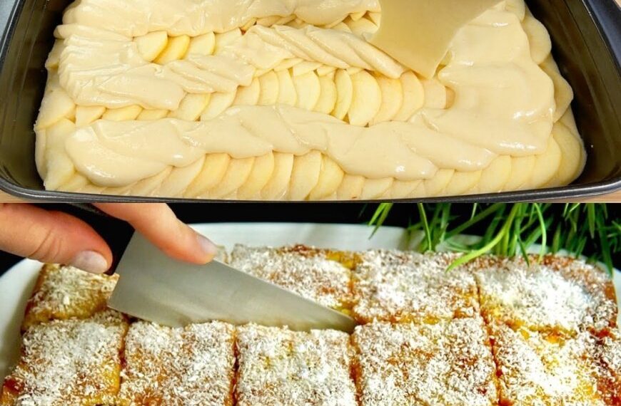 Selbstgemachter Joghurt-Apfel-Kuchen, ganz einfach zuzubereiten