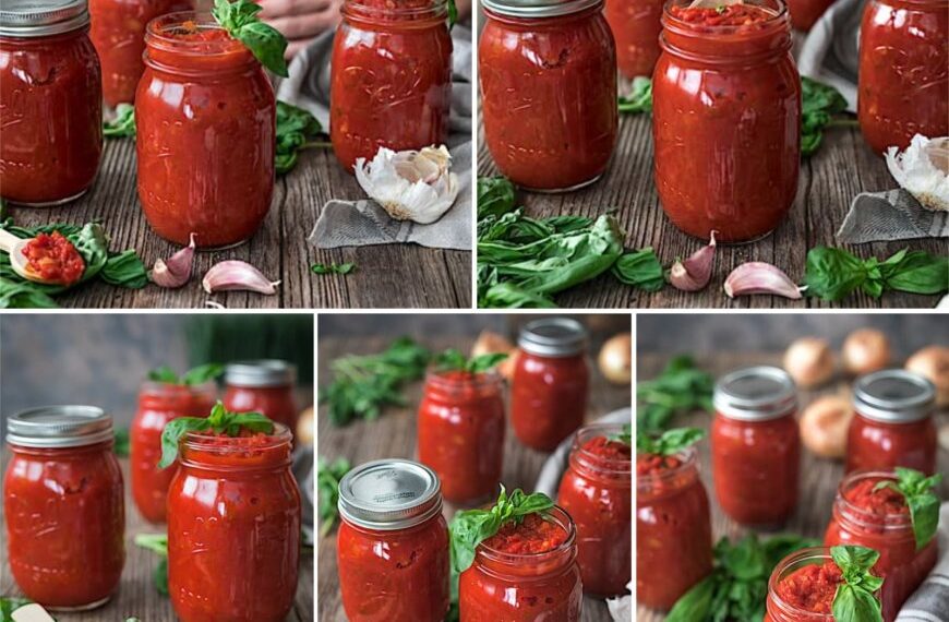 Hausgemachte Tomatensoße mit Basilikum