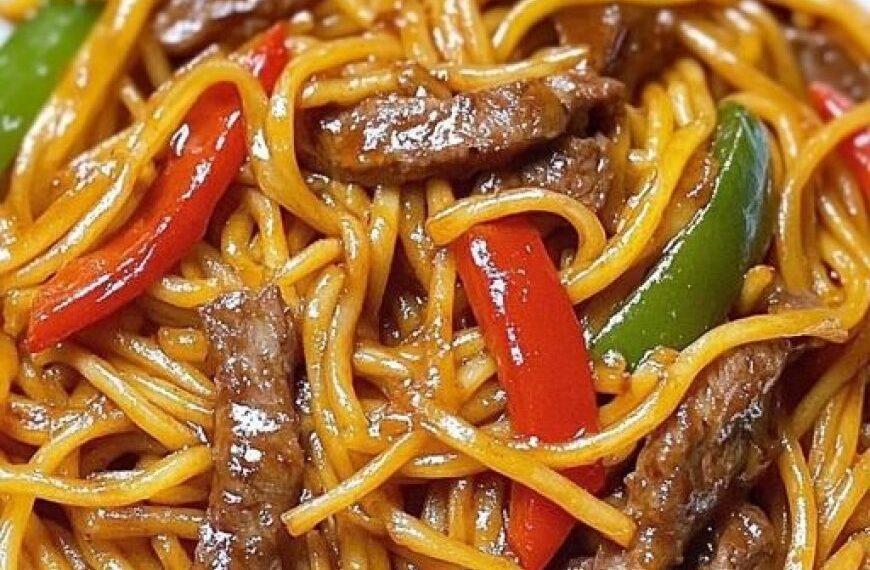Asiatisches Rindfleisch mit Paprika und Spaghetti – eine köstliche Fusion