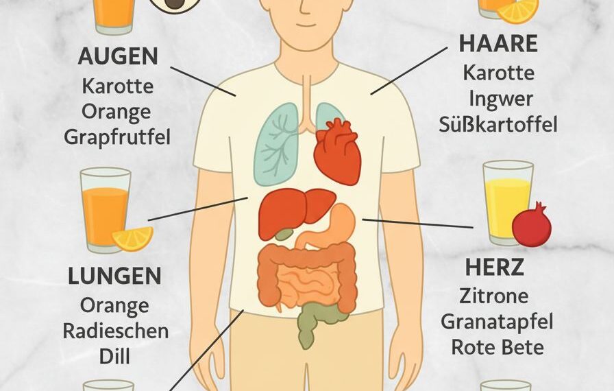 Frische Säfte für Augen, Haare, Herz & mehr – Gesunde deutsche Rezepte voller Power