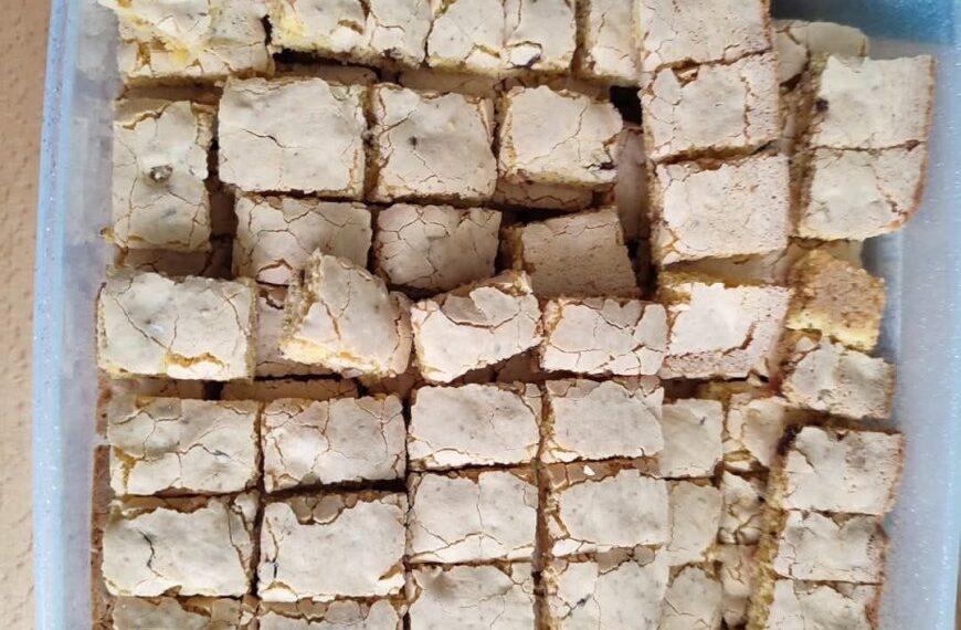 Saftige Nusskuchenwürfel Klassisches Blechgebäck mit feiner Note