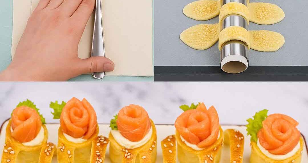 Diese Blätterteig-Löffel mit Frischkäse und Räucherlachs sind so gut, die Leute stehen Schlange