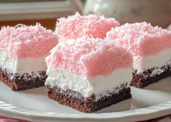 Nach 30 Minuten bereit, nach 2 Minuten weg, Pink Kokos-Schnitten!