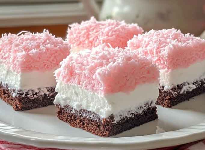 Nach 30 Minuten bereit, nach 2 Minuten weg, Pink Kokos-Schnitten!