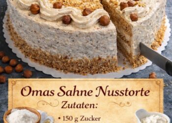 Sahne-Nusstorte mit 220g Nussen - Suchtfaktor Garantiert!
