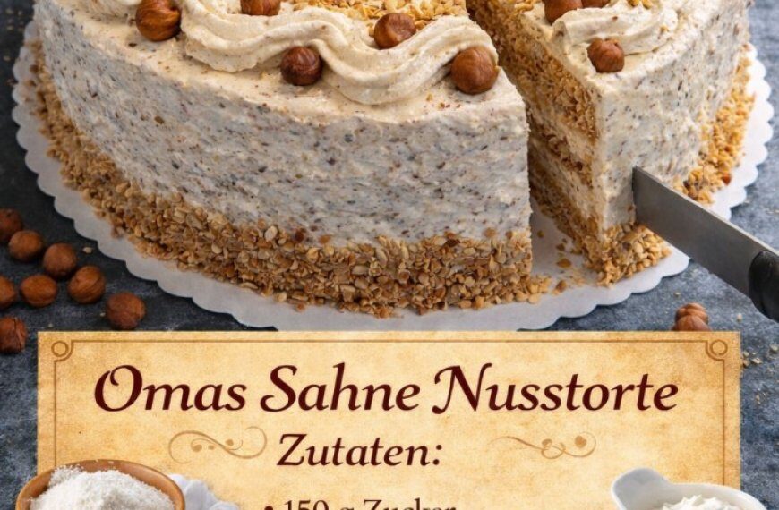 Sahne-Nusstorte mit 220g Nussen - Suchtfaktor Garantiert!