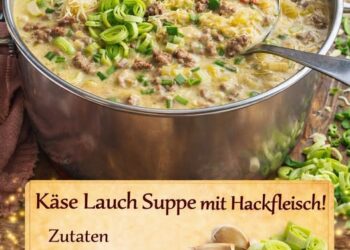 Käse Lauch Suppe mit Hackfleisch