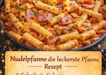 Schnelle Nudelpanne mit Salami & Schinken