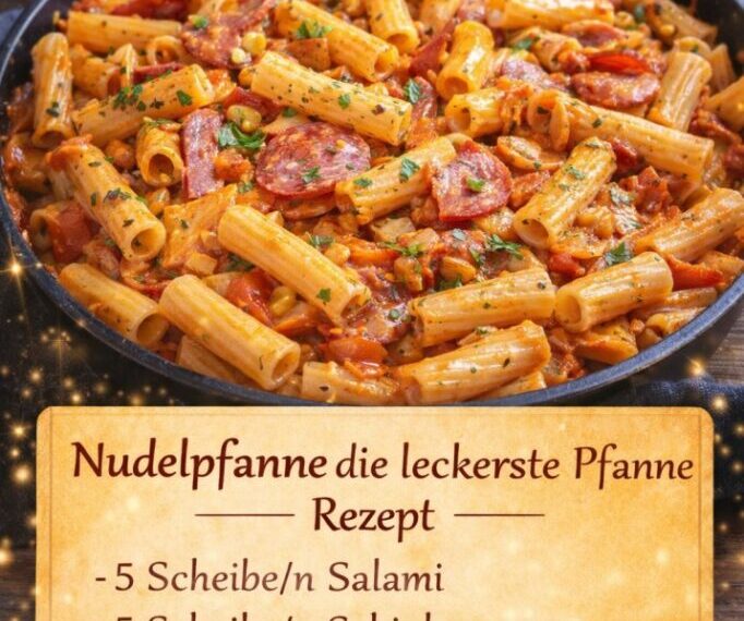 Schnelle Nudelpanne mit Salami & Schinken