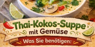 Thai-Kokos-Suppe mit Gemüse, aromatisch und pure Wohlfühlwärme im Löffel