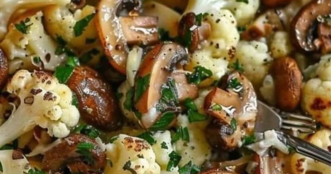 Blumenkohl-Champignons-Pfanne mit Knoblauch